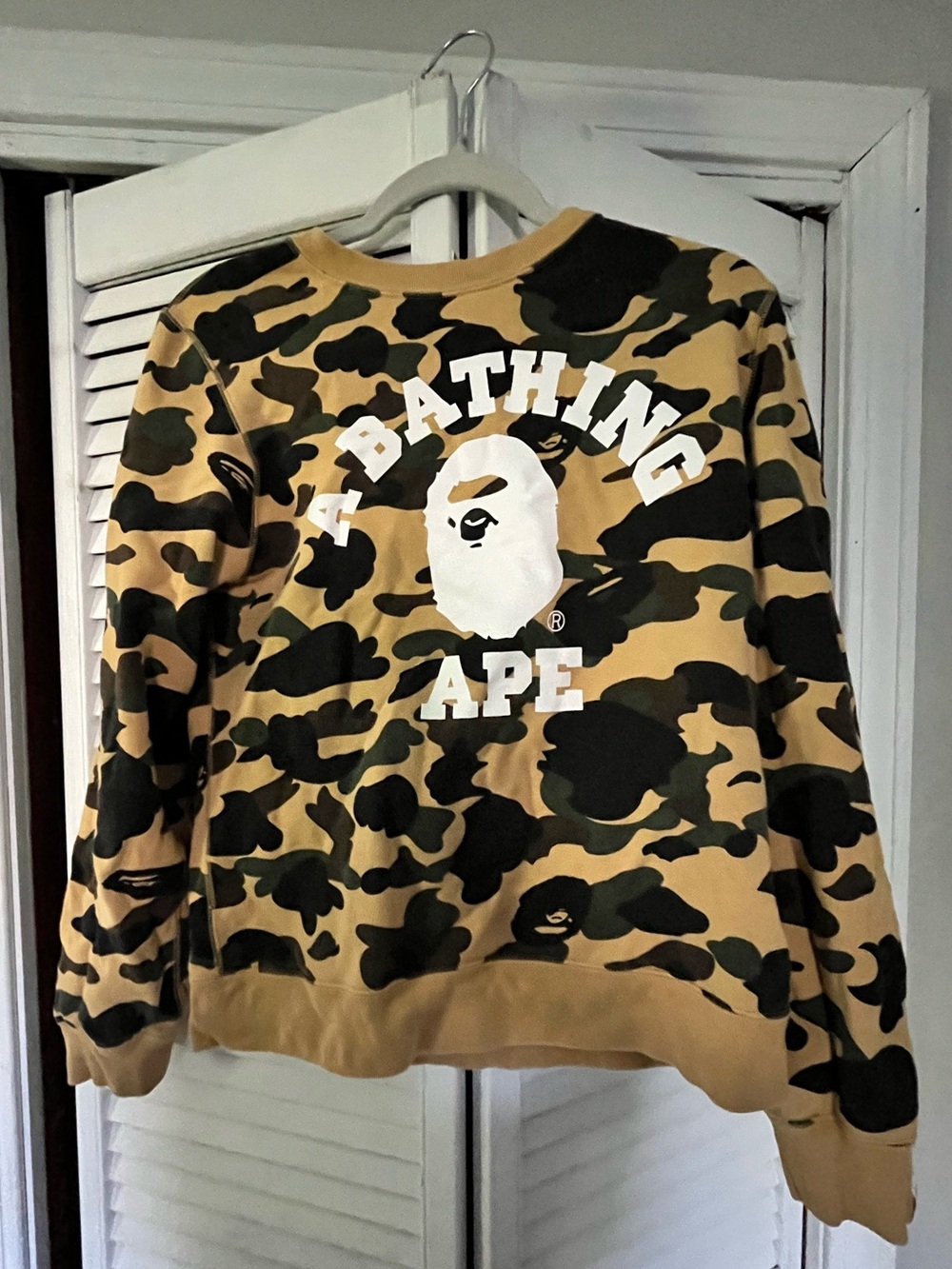 A Bathing Ape Men’s Camo Crewneck Sweatshirt - Tan/Green